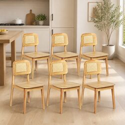 Reliable Dining Chair Set of 6 with Rattan Design