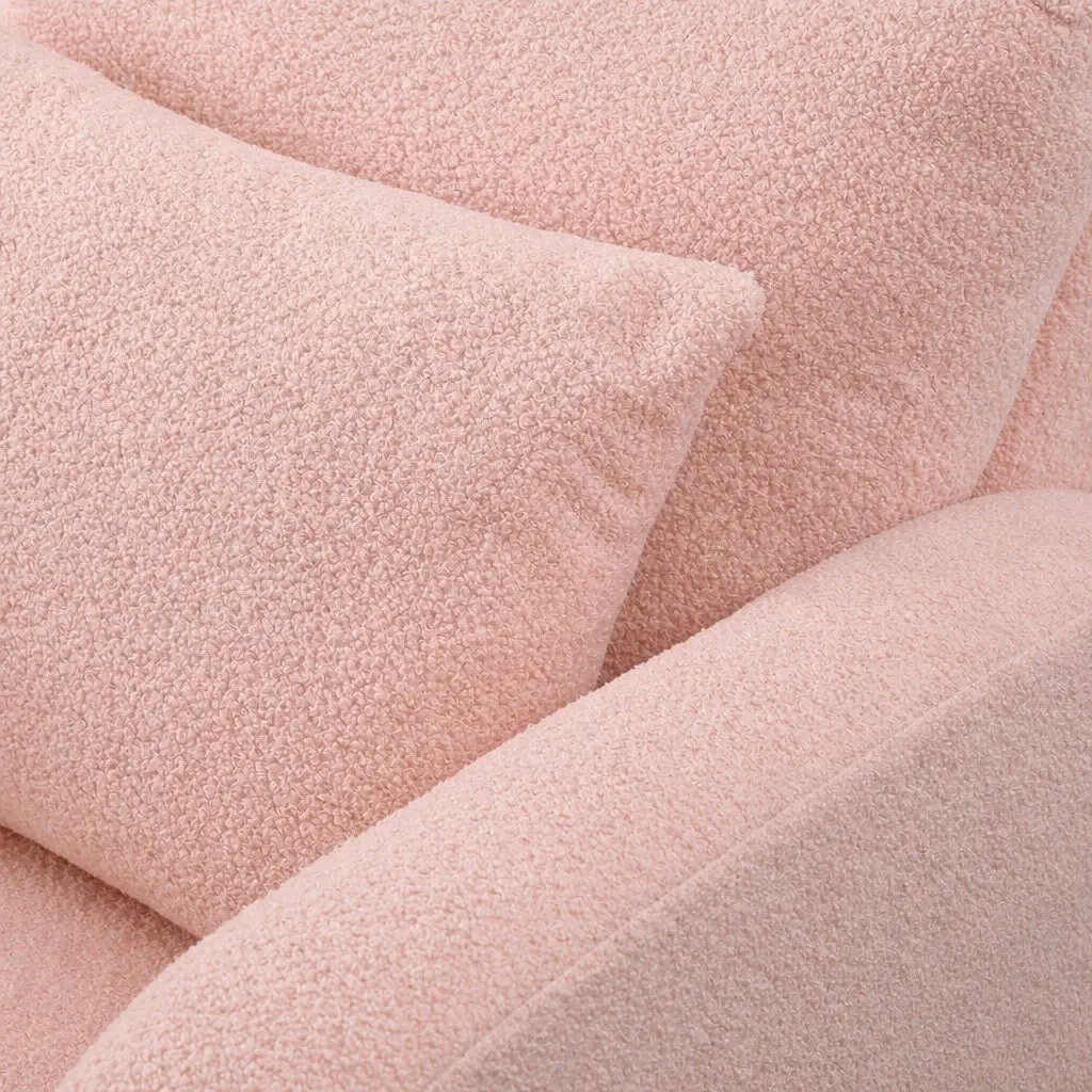 Rocking Chair Ottoman Footrest Set Nursery Living Room Relaxation Pink Teddy Plush