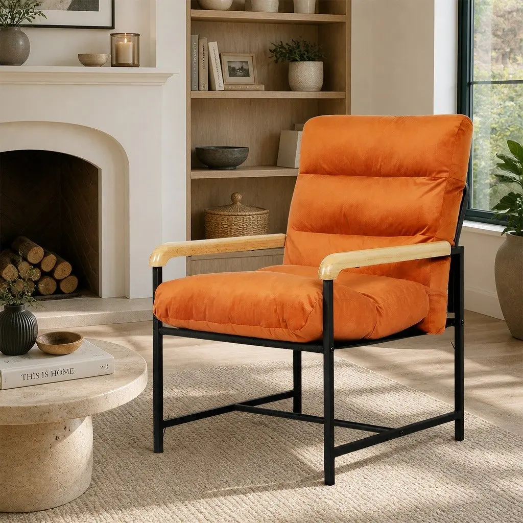 Velvet Chair with Durable Metal Frame