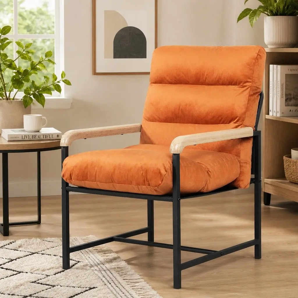 Velvet Chair with Durable Metal Frame