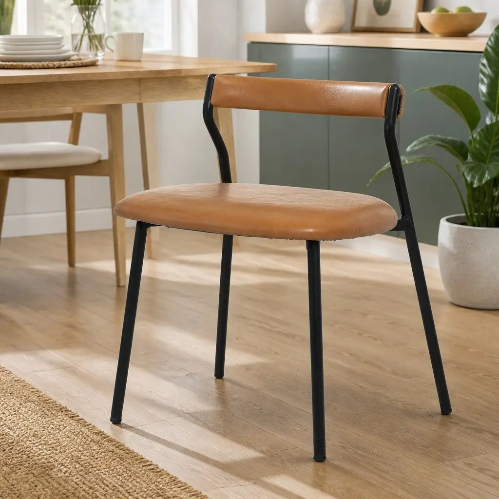 Dining Chairs PU Leather Kitchen Lounge Seating Padded Seat Low Back Modern