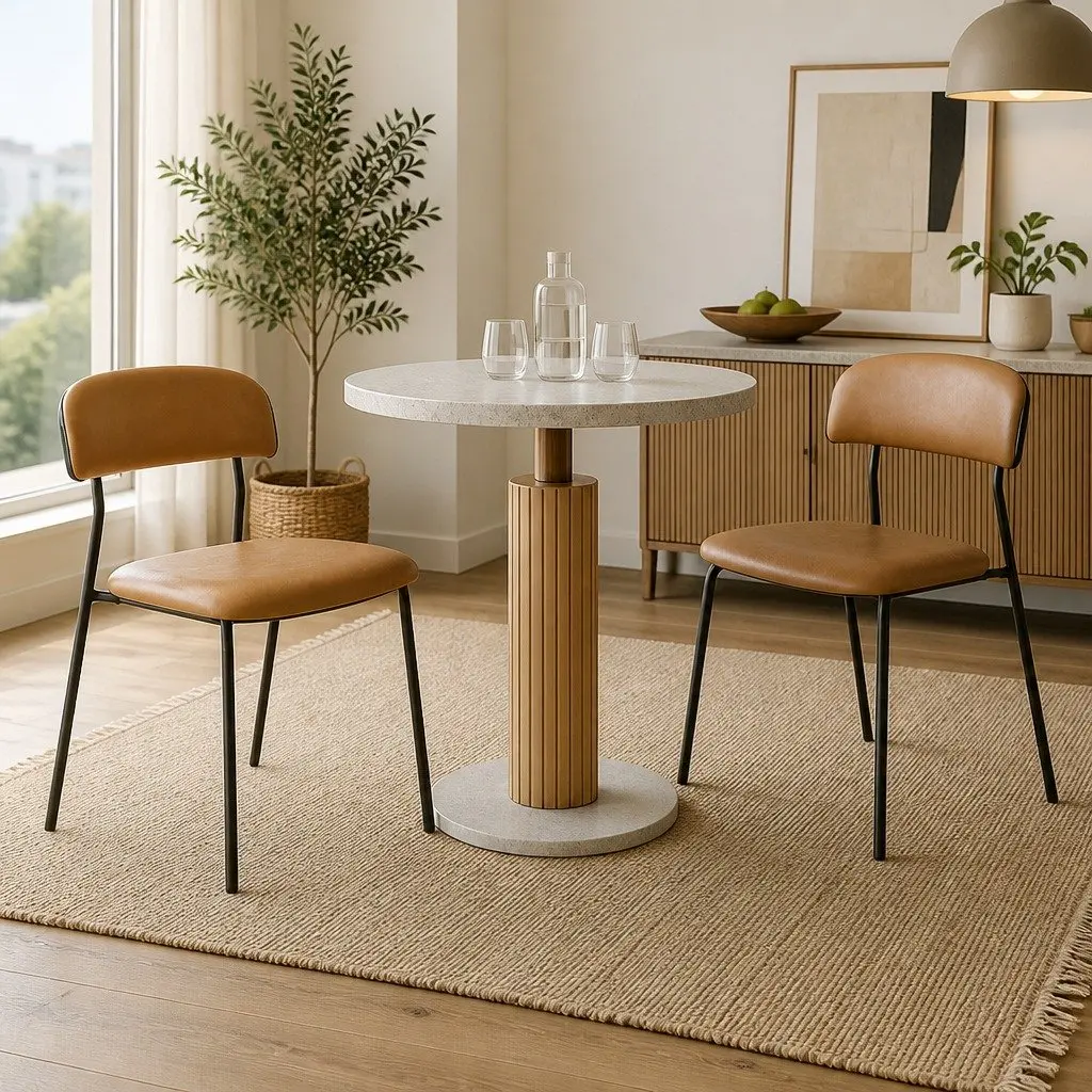 Dining Chairs PU Leather Kitchen Lounge Seating Padded Seat Low Back Modern