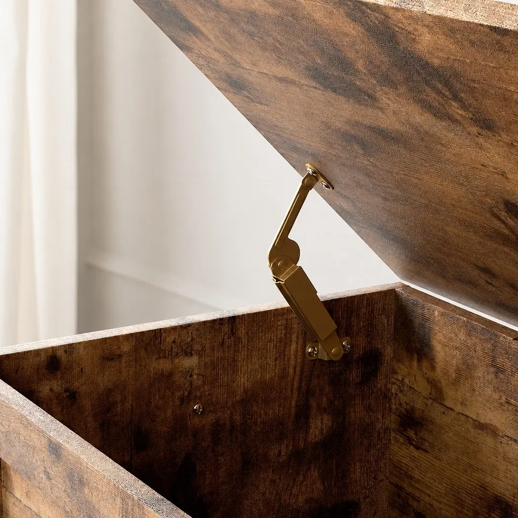 Storage Bench Rustic Brown Particle Board Cabinet Box Chest Entryway Indoor