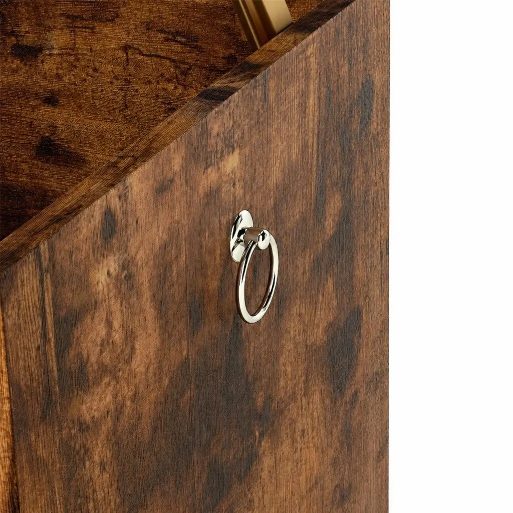 Storage Bench Rustic Brown Particle Board Cabinet Box Chest Entryway Indoor