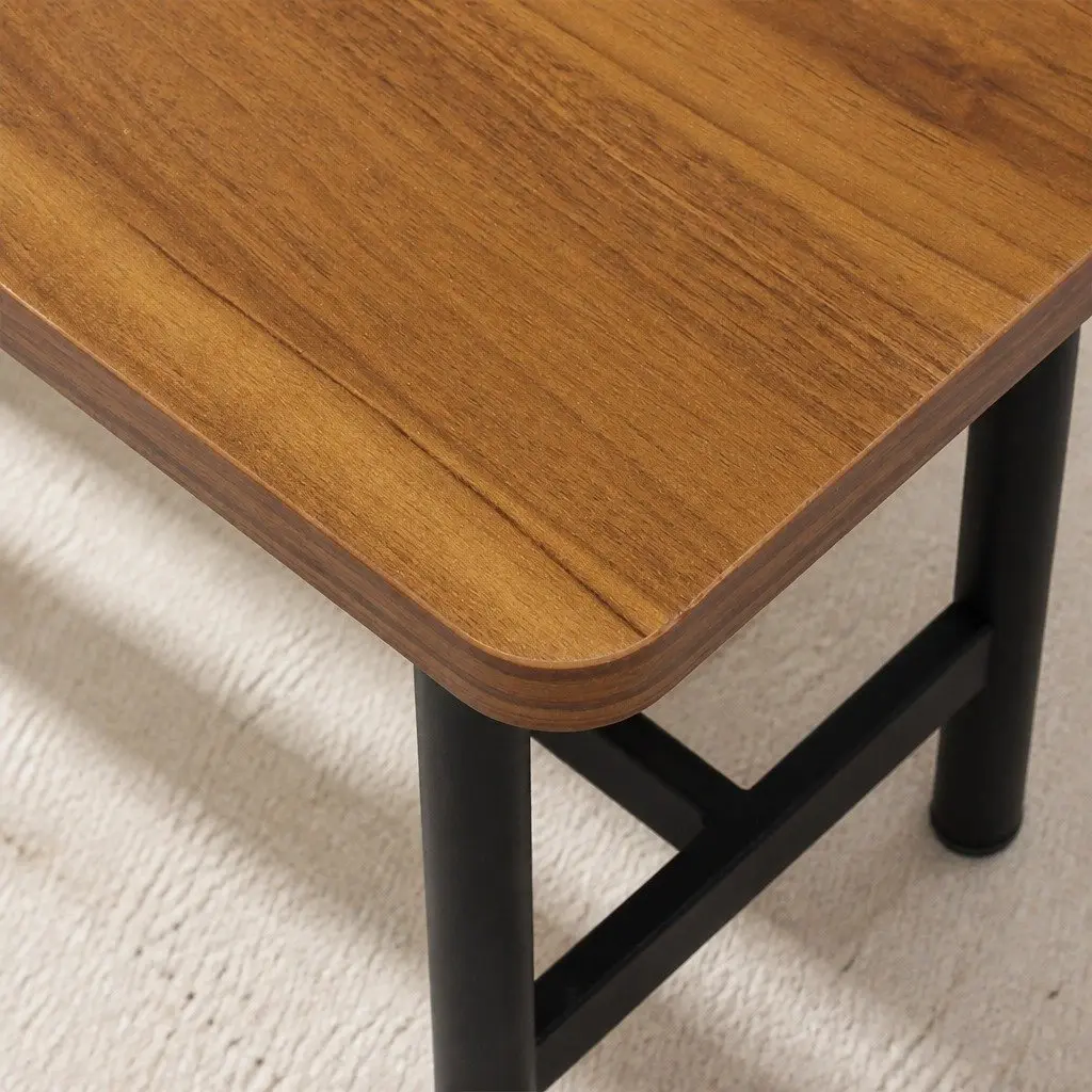 Dining Bench Chair 2-3 Seater 140cm Brown MDF Top Steel Frame Home Furniture