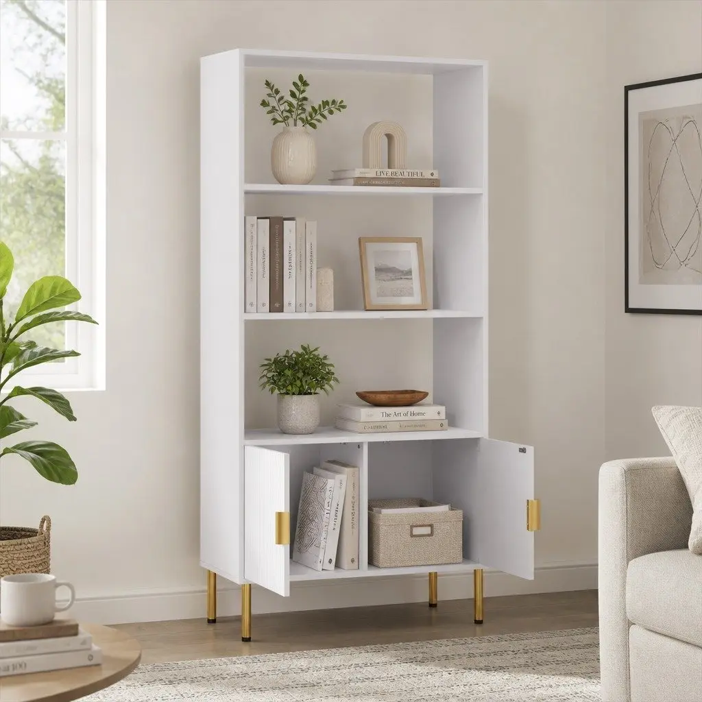 Display Shelf Open Storage Cabinet 3 Tier White