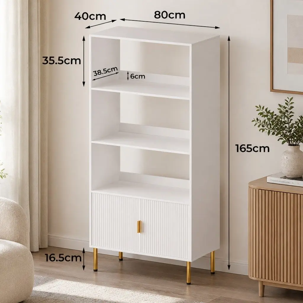 Display Shelf Open Storage Cabinet 3 Tier White