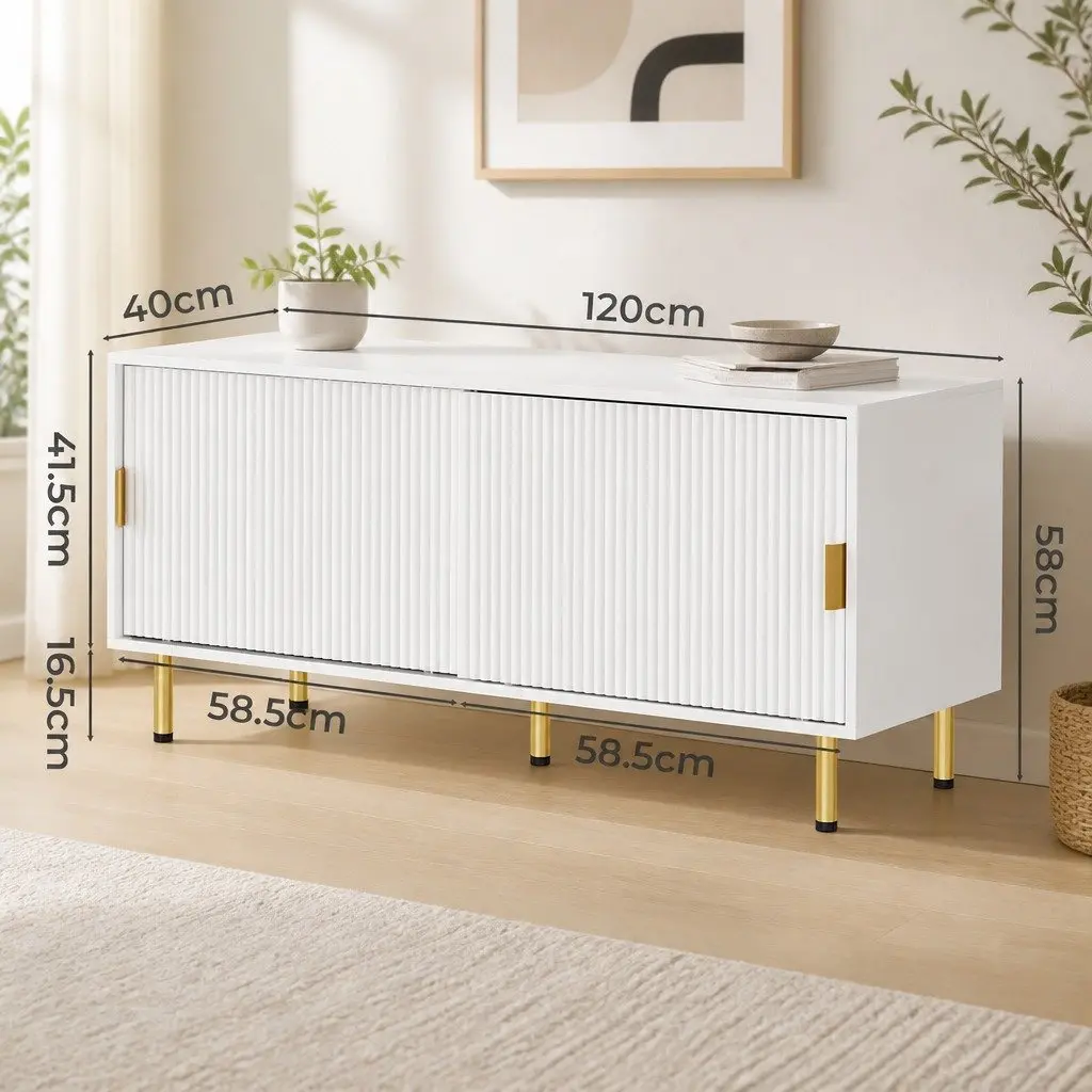TV Cabinet Storage Unit 120cm White Modern Living Room Furniture