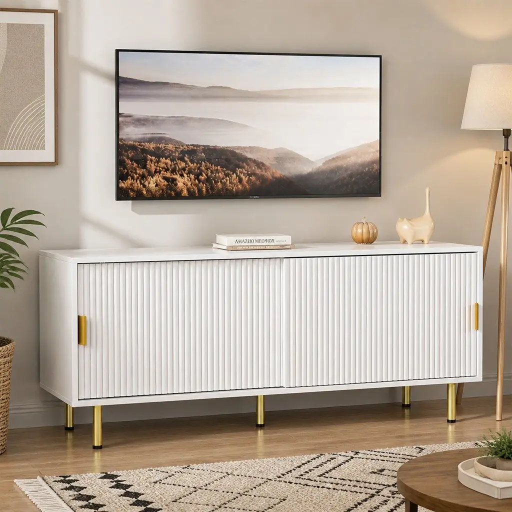 TV Cabinet Storage Unit 120cm White Modern Living Room Furniture