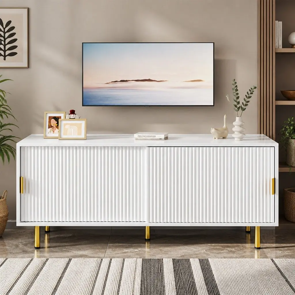TV Cabinet Storage Unit 120cm White Modern Living Room Furniture