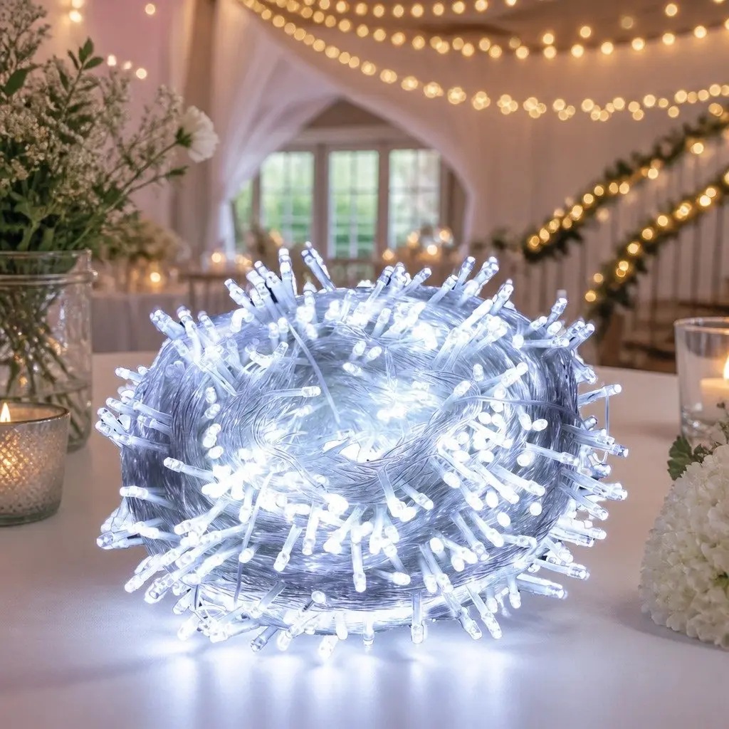 Curtain String Lights 300 LED Cool White Wedding Party Indoor Outdoor Decor