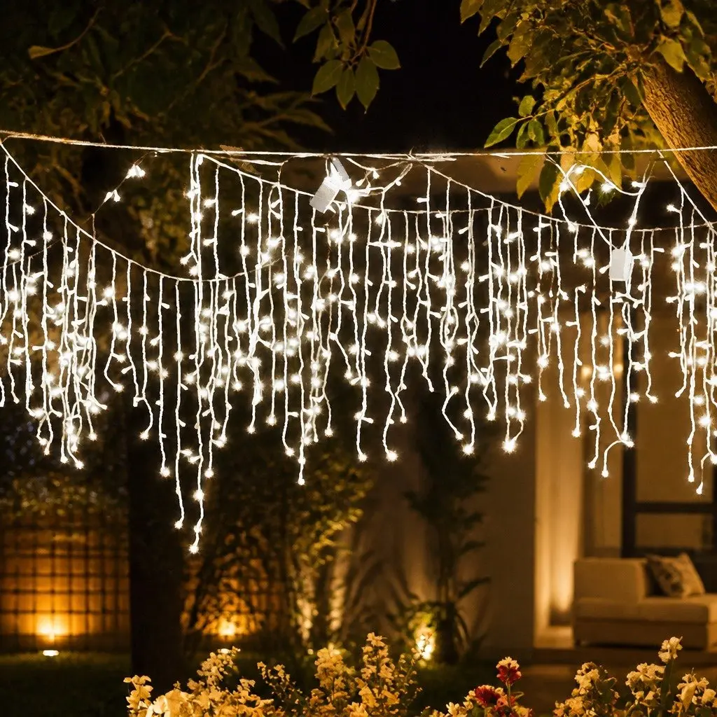 Curtain String Lights 300 LED Cool White Indoor Outdoor Wedding Party Decor