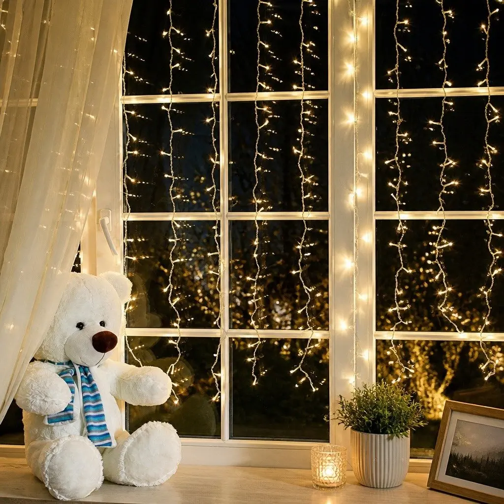 Curtain String Lights 300 LED Cool White Indoor Outdoor Wedding Party Decor