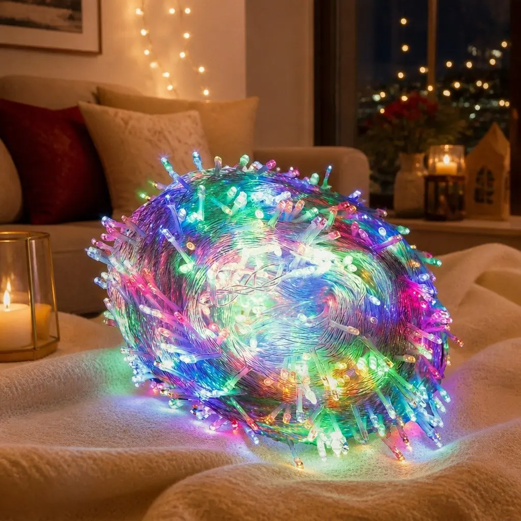 LED Curtain String Lights Multi Colour Indoor Outdoor 300 Lights