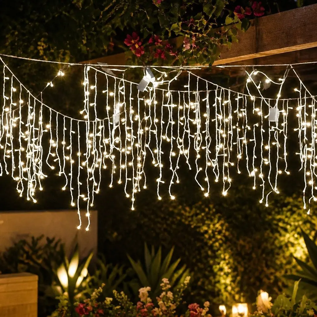 LED Curtain String Lights Cool White Indoor Outdoor 500 Piece
