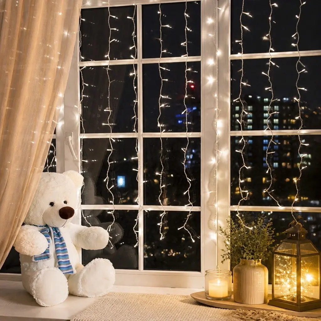 LED Curtain String Lights Cool White Indoor Outdoor 500 Piece
