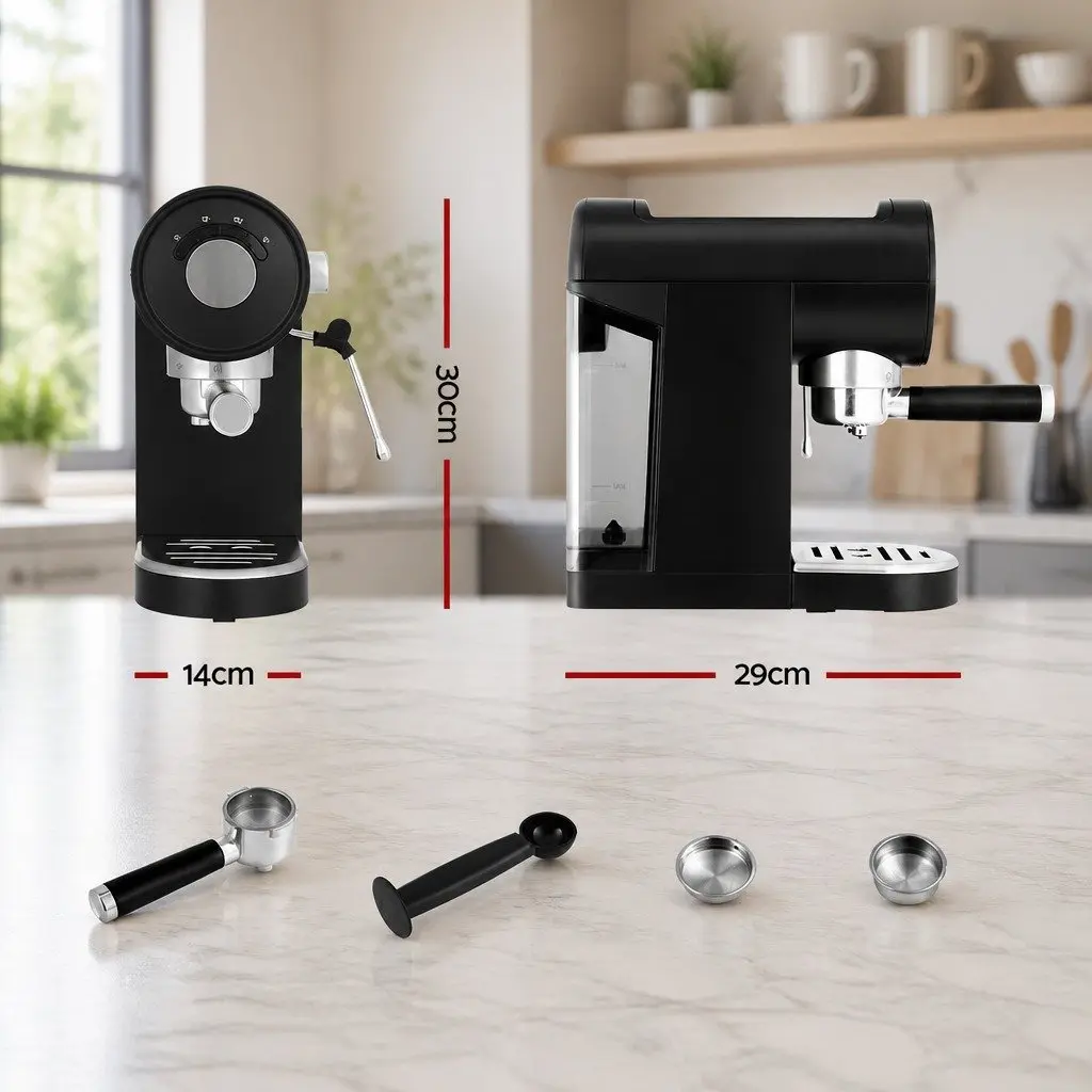 Espresso Coffee Machine 20 Bar Milk Frother Mug Warmer Home Cafe Black