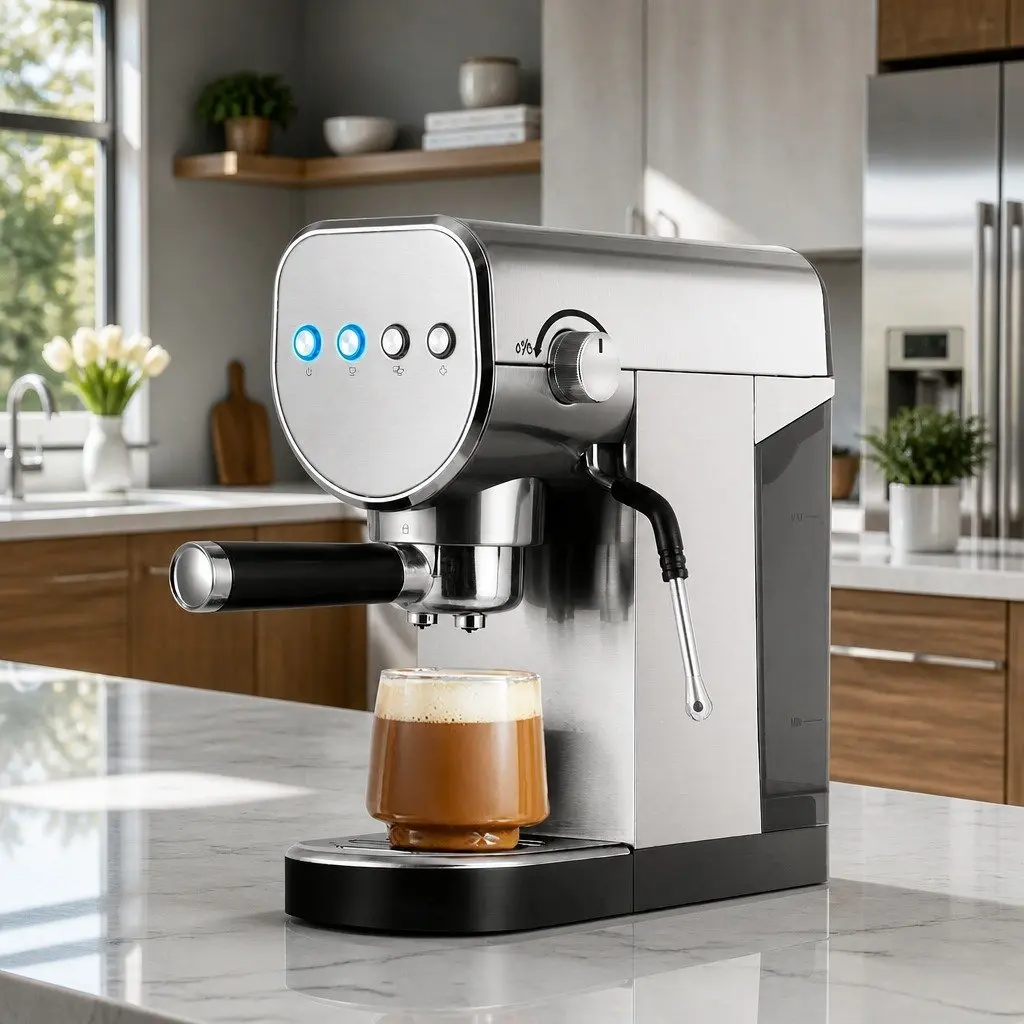 Espresso Coffee Machine 20 Bar Milk Frother Mug Warmer Silver