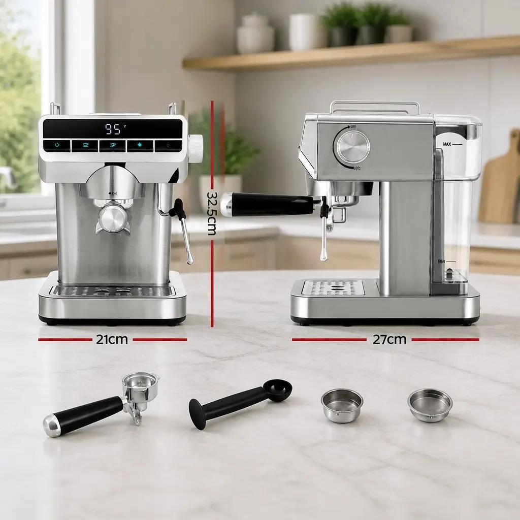 Espresso Coffee Machine 20 Bar Pressure Maker Cappuccino Latte Stainless Steel Compact