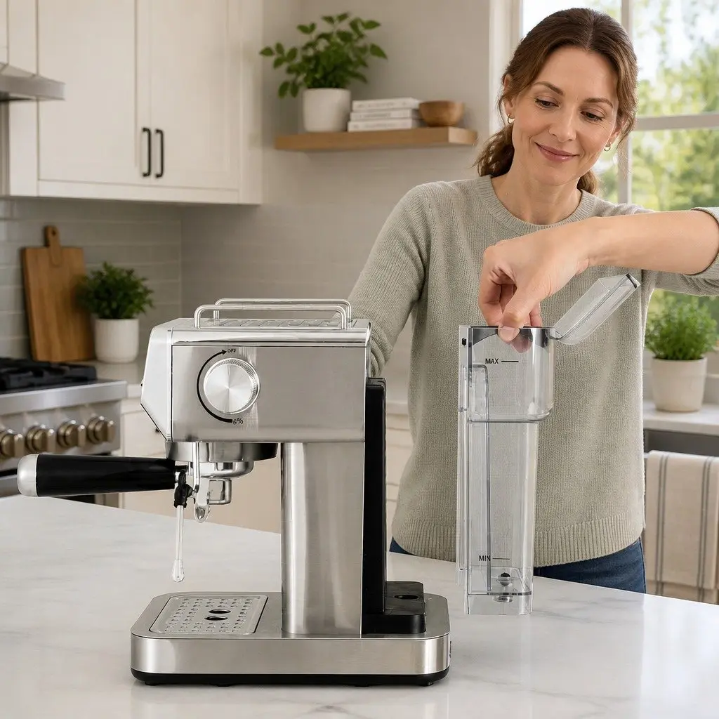 Espresso Coffee Machine 20 Bar Pressure Maker Cappuccino Latte Stainless Steel Compact