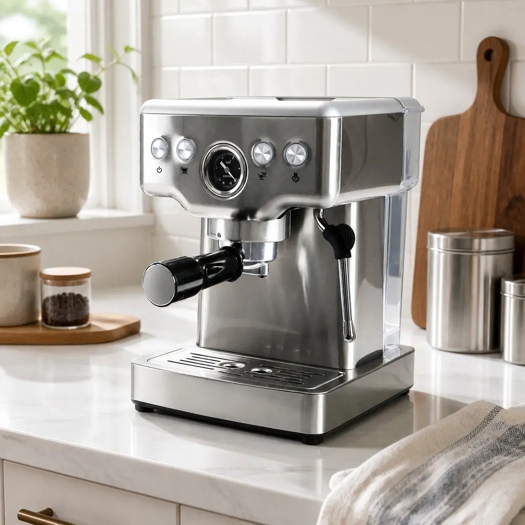 Espresso Coffee Machine 20 Bar Milk Frother Steam Wand Home Barista Silver