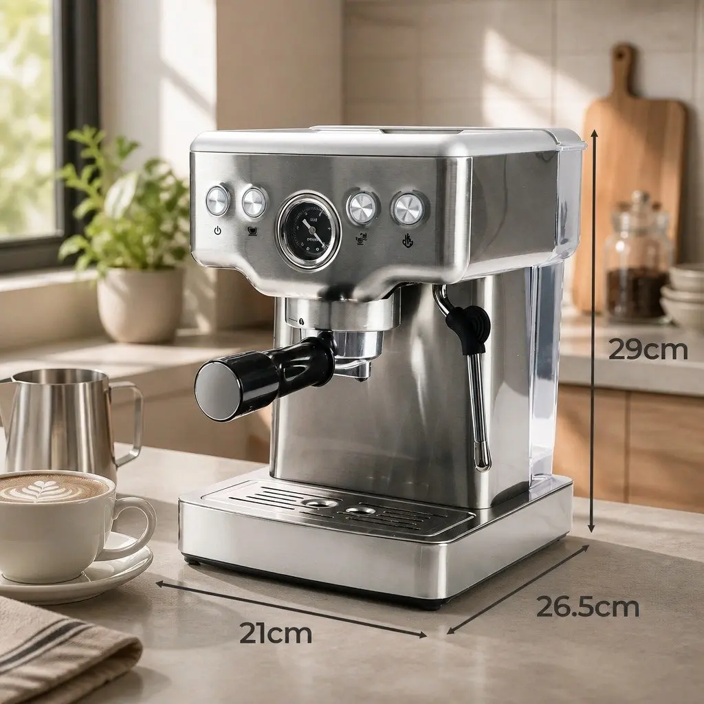 Espresso Coffee Machine 20 Bar Milk Frother Steam Wand Home Barista Silver