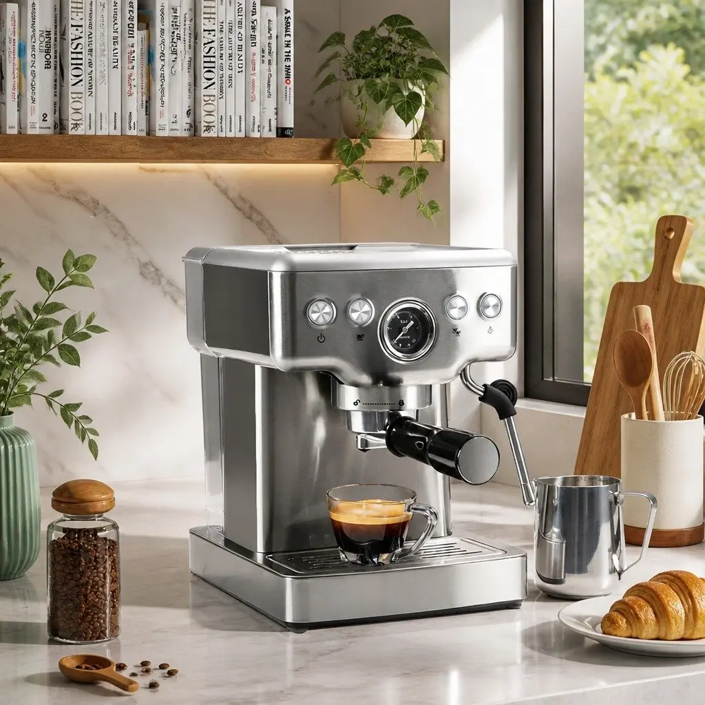Espresso Coffee Machine 20 Bar Milk Frother Steam Wand Home Barista Silver