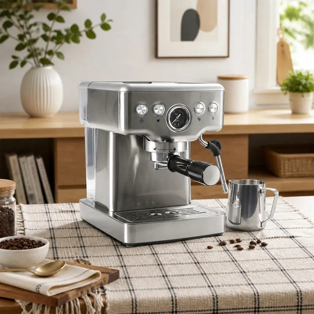 Espresso Coffee Machine 20 Bar Milk Frother Steam Wand Home Barista Silver