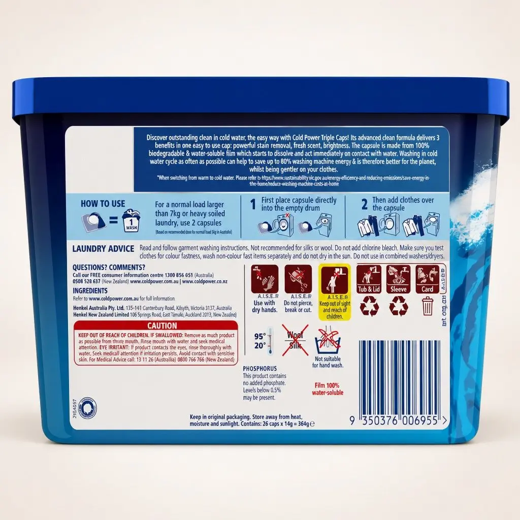 Laundry Detergent Capsules Triple Action 104 Pods