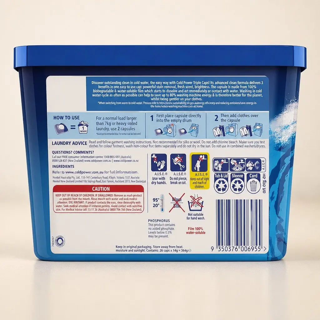 Laundry Detergent Capsules Odour Fighter 78 Pack Quick Dissolving Effective Cleaning Cold Water