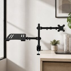 Dependable Dual Arm Laptop and Monitor Desk Mount