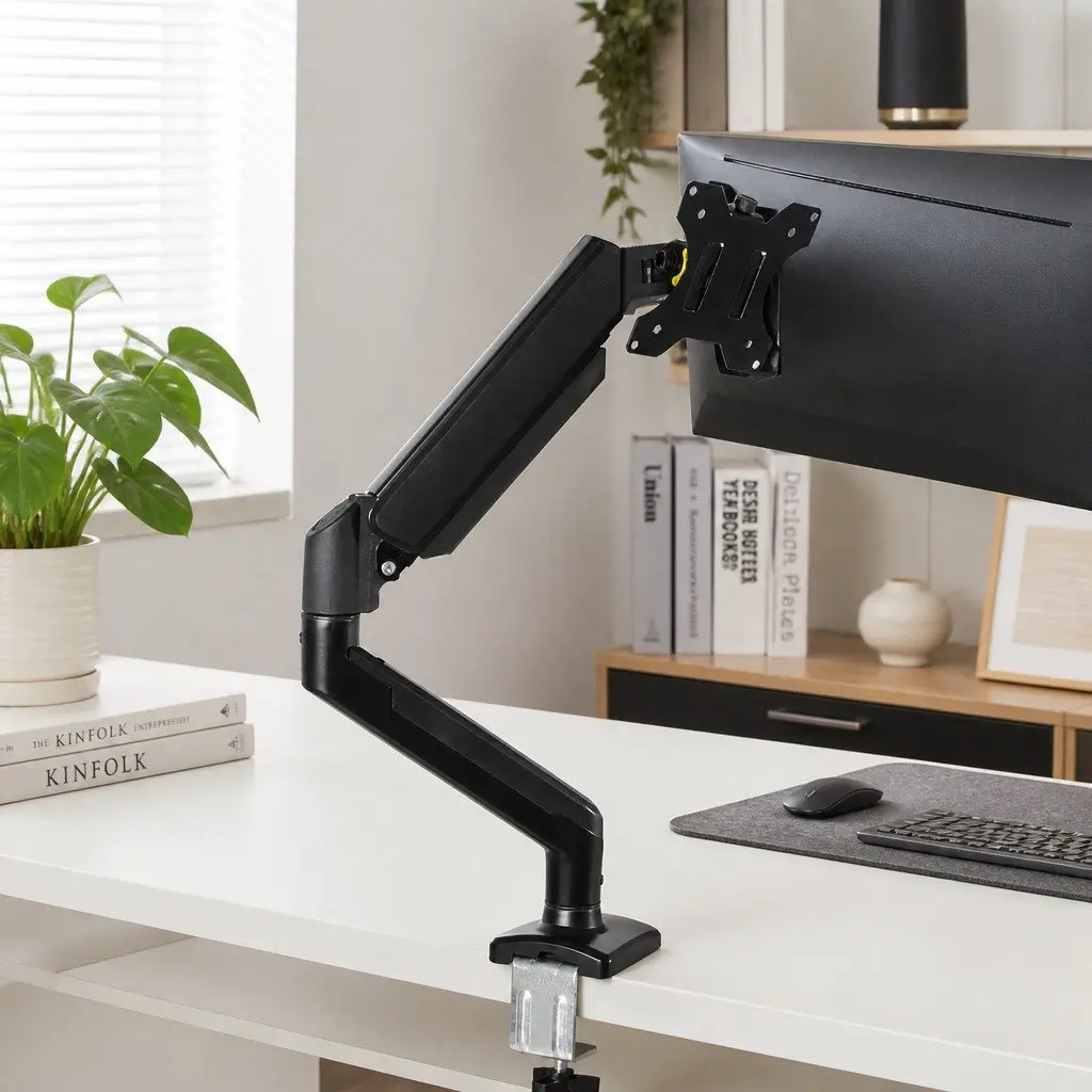 Monitor Stand Single Arm Adjustable Height 13"-32" Black