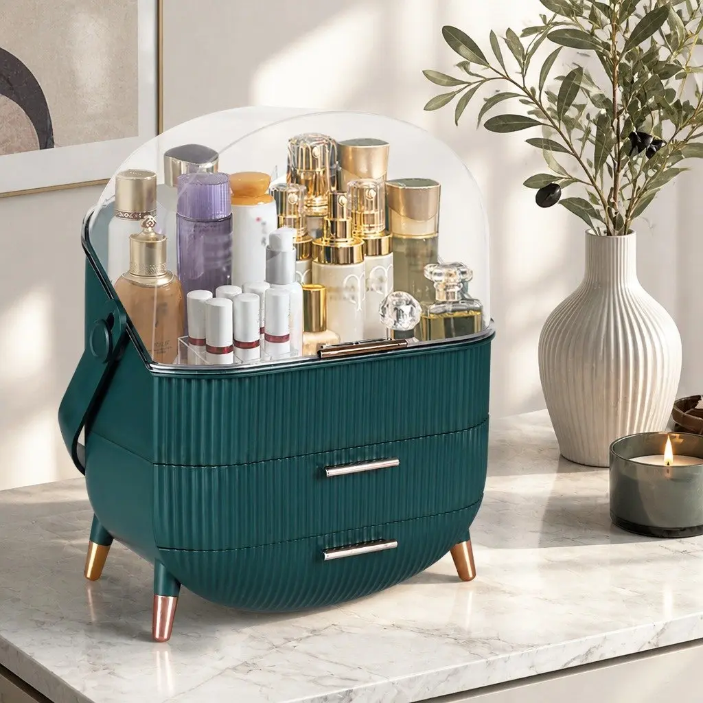 Makeup Storage Case Organiser 27cm x 17.8cm x 37.5cm Green