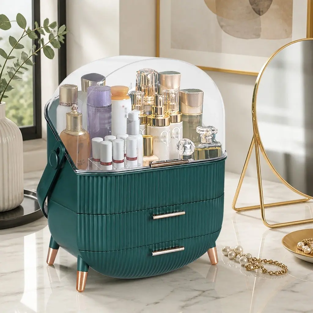 Makeup Storage Case Organiser 27cm x 17.8cm x 37.5cm Green