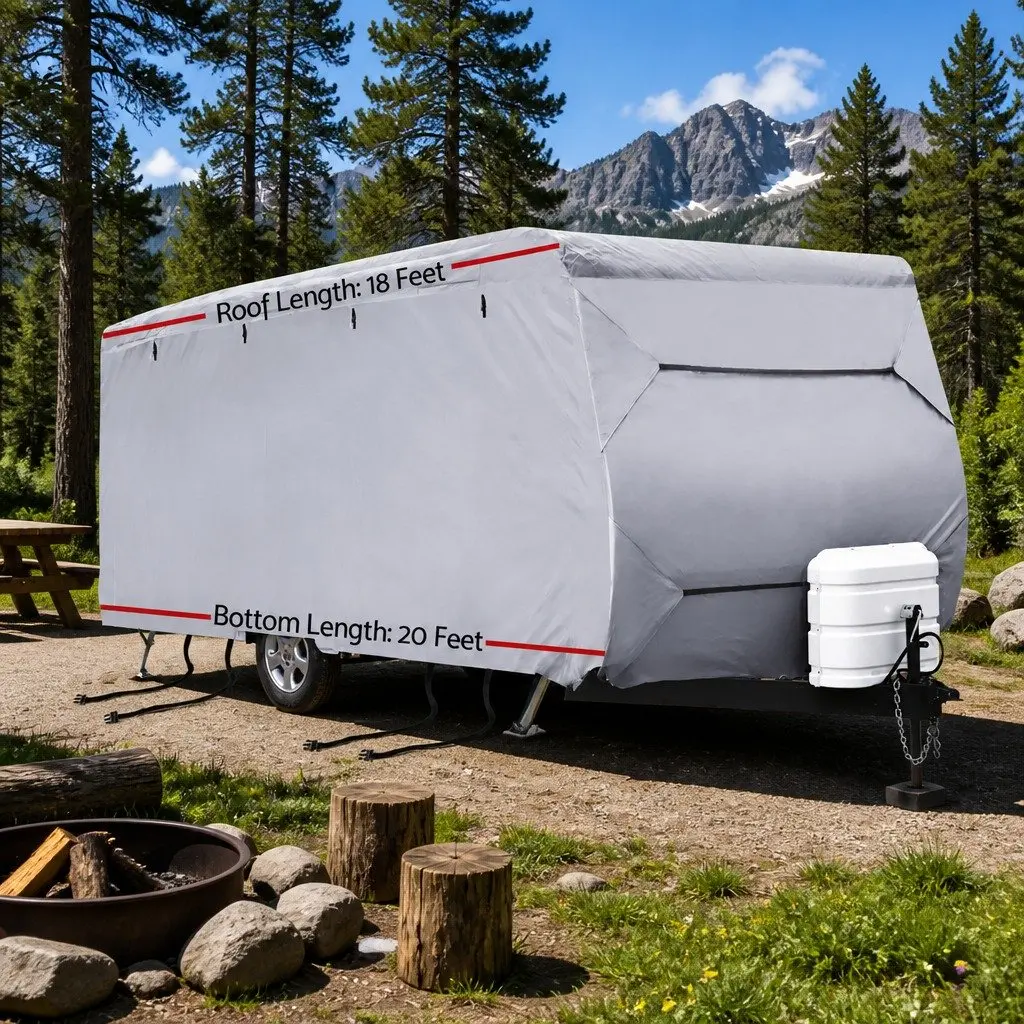 Campervan Cover Grey Waterproof UV Resistant 18-20ft 4 Layer Non-Woven Polypropylene Heavy-Duty Protection