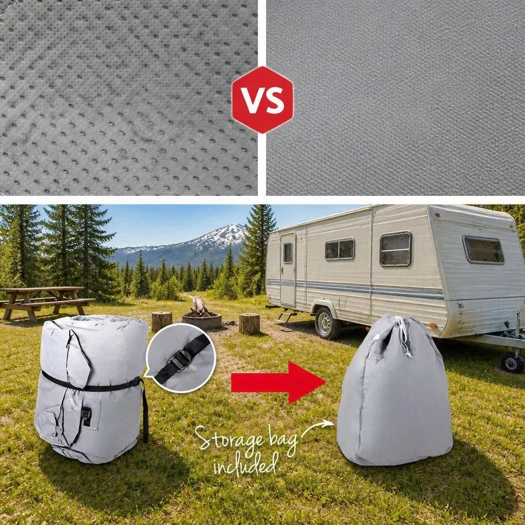 Campervan Cover Grey Waterproof UV Resistant 18-20ft 4 Layer Non-Woven Polypropylene Heavy-Duty Protection