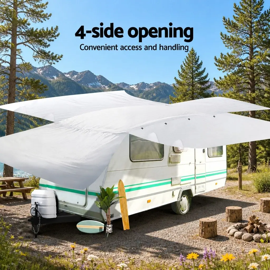 Campervan Cover Grey Waterproof UV Resistant 18-20ft 4 Layer Non-Woven Polypropylene Heavy-Duty Protection