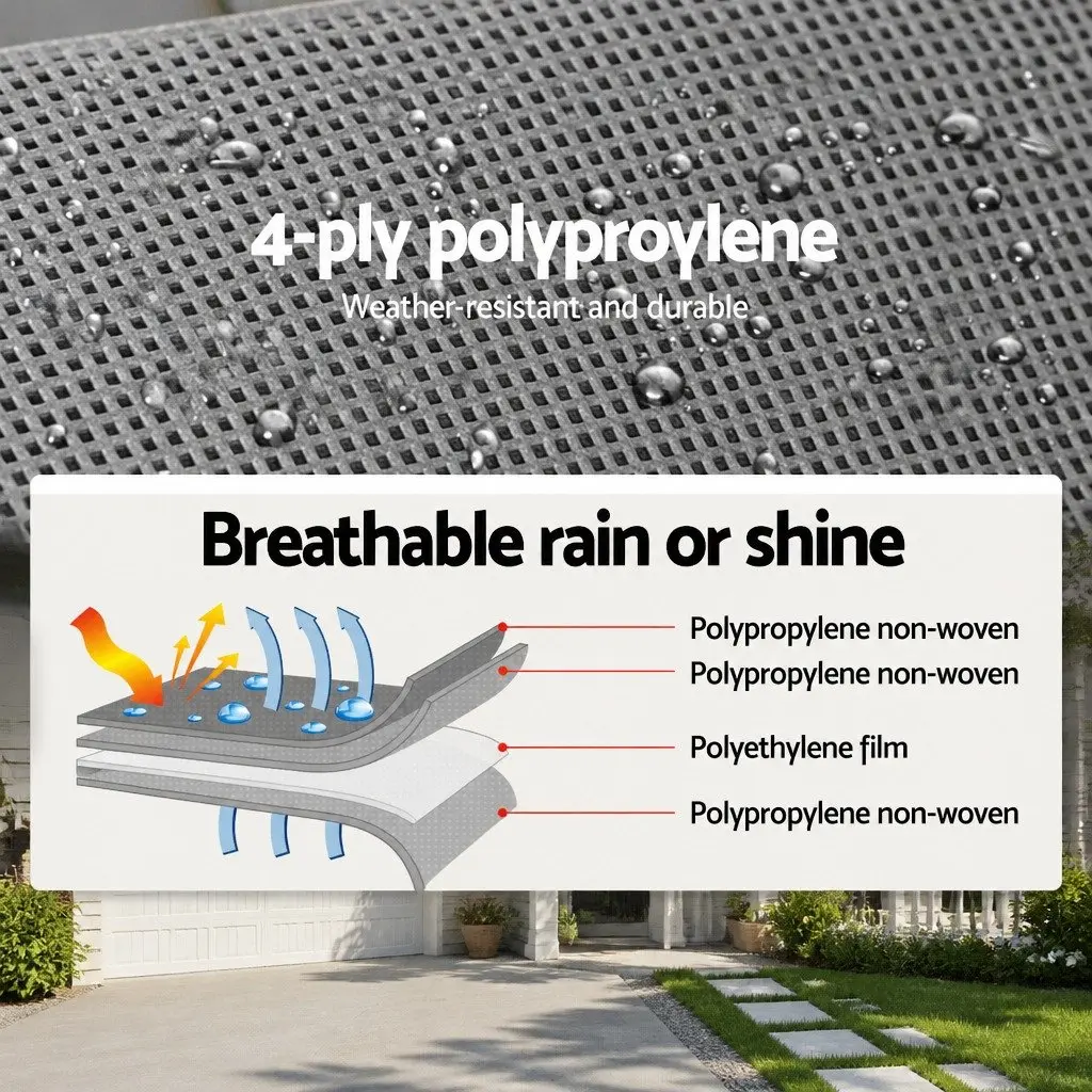 Caravan Cover Campervan 14-16FT 4 Layer UV Water Resistant Grey Outdoor