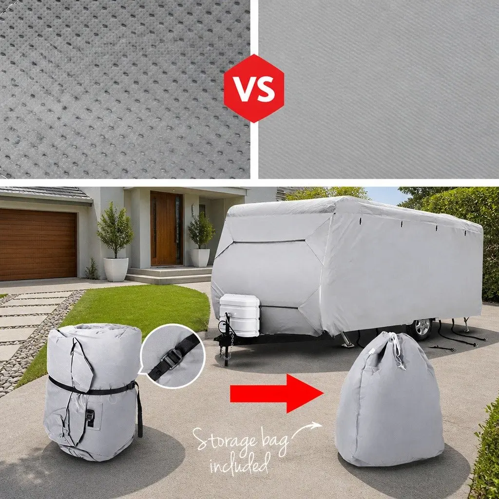 Caravan Cover Campervan 14-16FT 4 Layer UV Water Resistant Grey Outdoor
