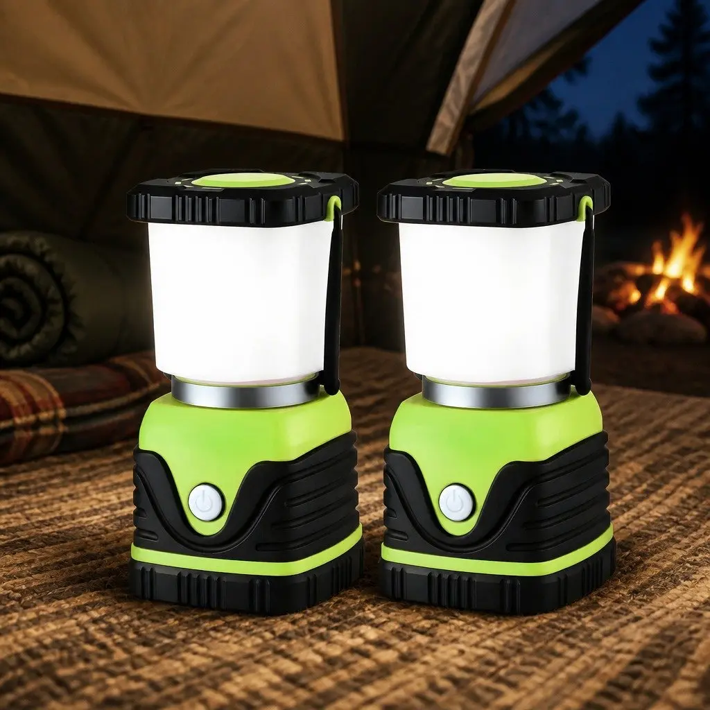 LED Camping Lantern 2-Pack 1000LM Portable Emergency Outdoor Light Green