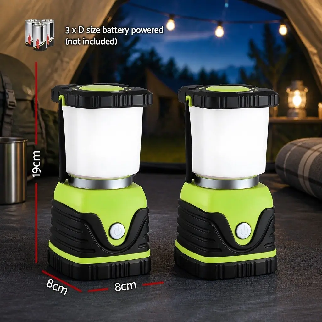 LED Camping Lantern 2-Pack 1000LM Portable Emergency Outdoor Light Green
