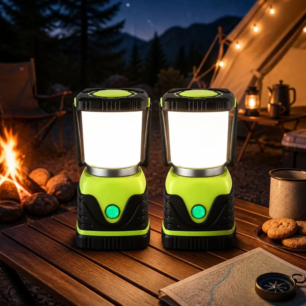 LED Camping Lantern 2-Pack 1000LM Portable Emergency Outdoor Light Green