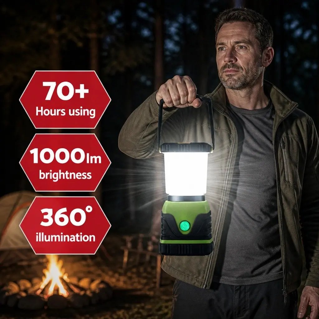 LED Camping Lantern 2-Pack 1000LM Portable Emergency Outdoor Light Green