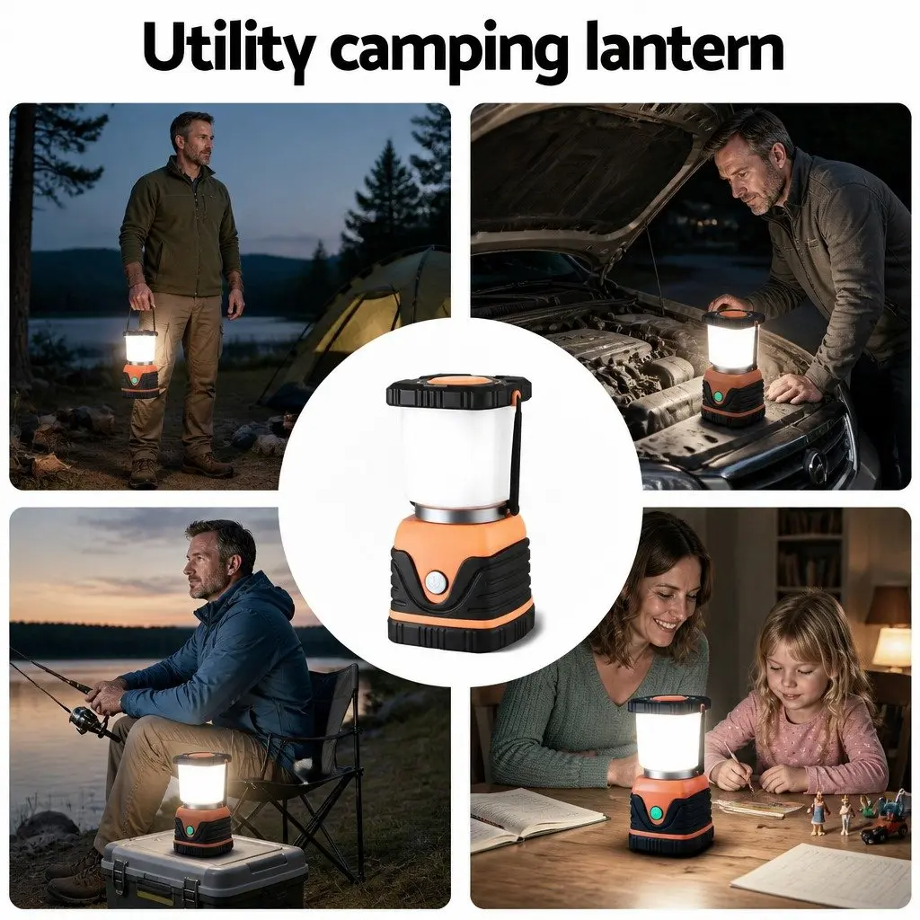 LED Camping Lanterns 2-Pack 1000LM Bright Portable Emergency Tent Lights Orange