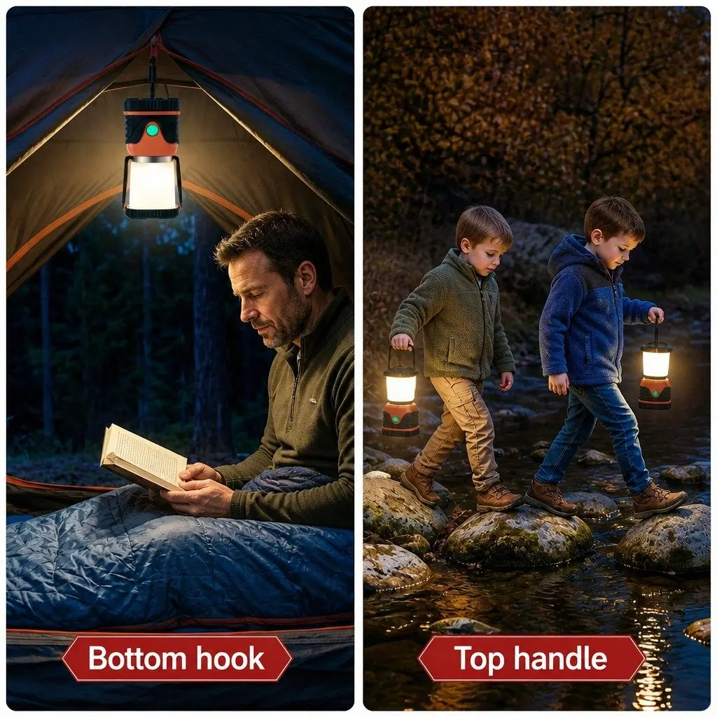 LED Camping Lanterns 2-Pack 1000LM Bright Portable Emergency Tent Lights Orange