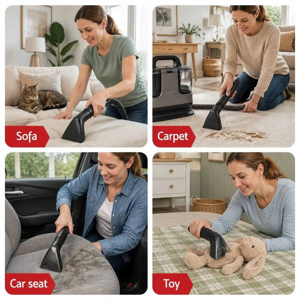 Carpet Washer Handheld Vacuum Cleaner Deep Cleaning 1700W Black