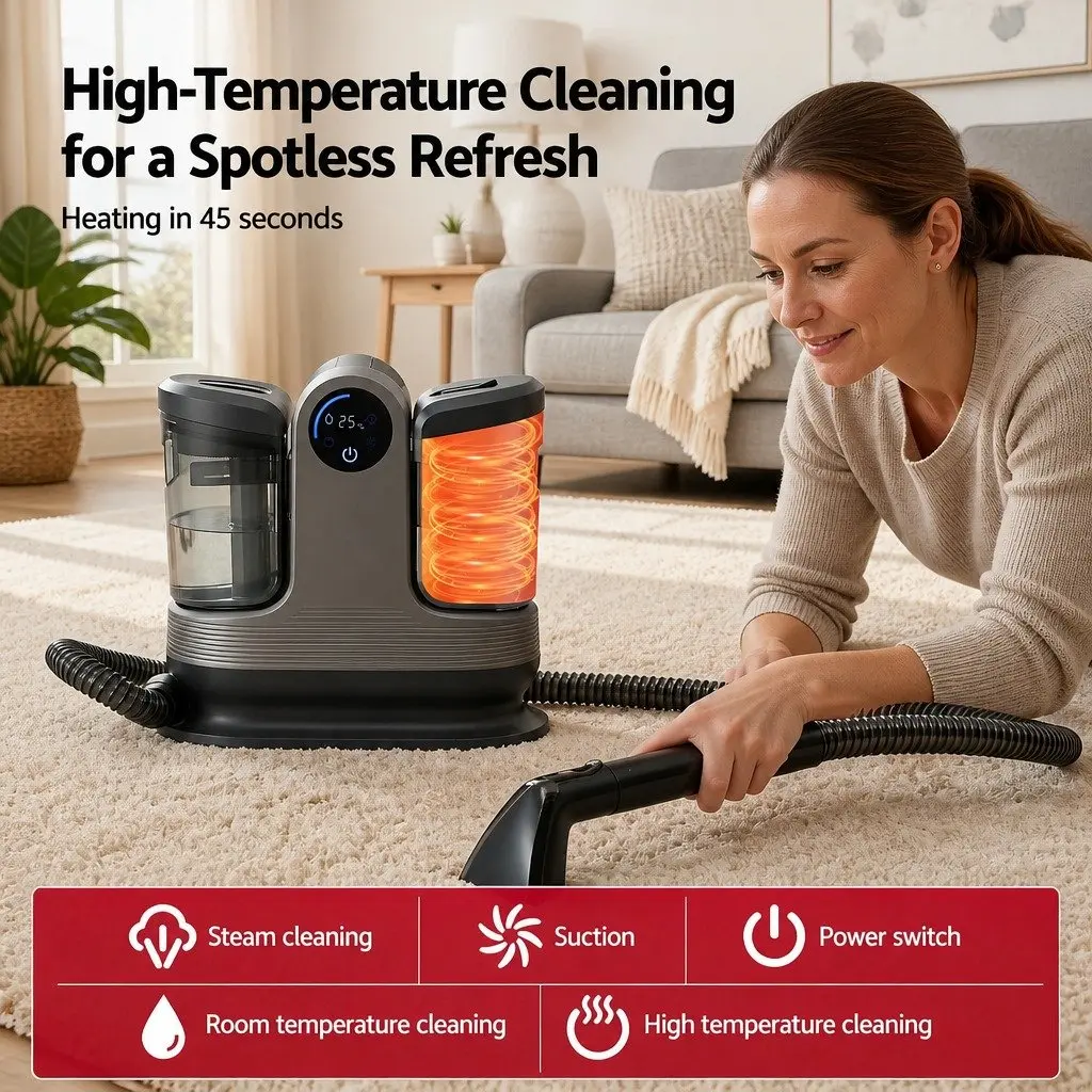 Carpet Washer Handheld Vacuum Cleaner Deep Cleaning 1700W Black