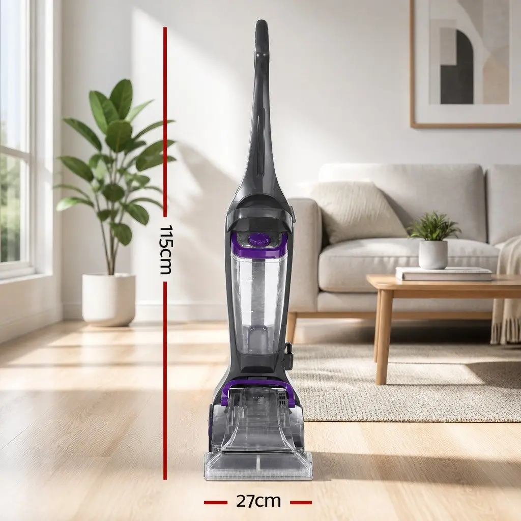 Handheld Carpet Washer Vacuum Cleaner 800W Dual Tank System Flexible Stick Purple Grey
