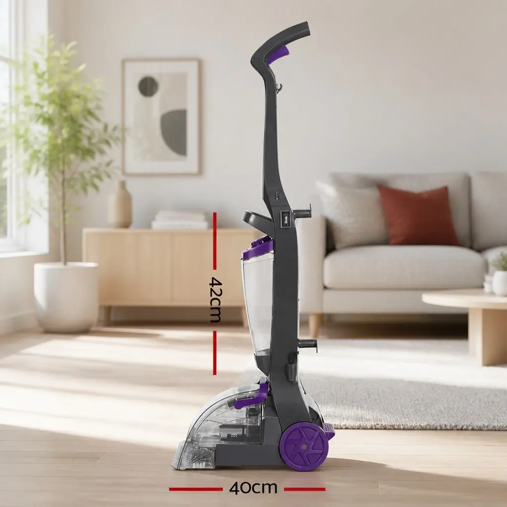 Handheld Carpet Washer Vacuum Cleaner 800W Dual Tank System Flexible Stick Purple Grey