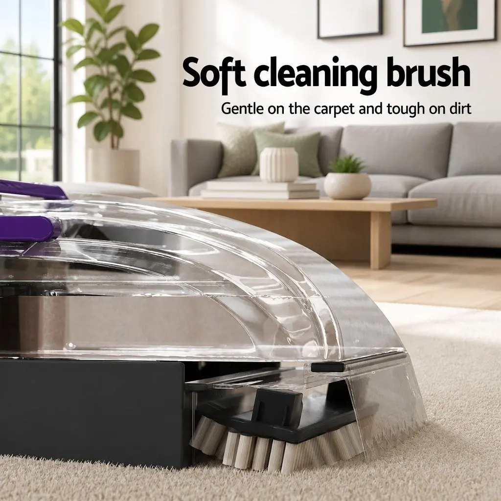 Handheld Carpet Washer Vacuum Cleaner 800W Dual Tank System Flexible Stick Purple Grey